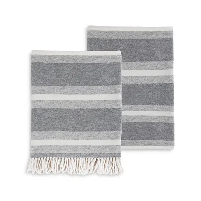 Pom Pom At Home Alpine Striped Cotton Throw Blanket In Gray