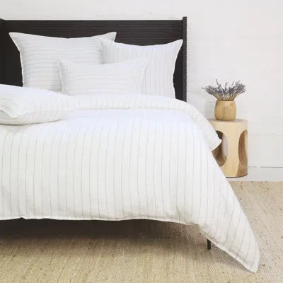 Pom Pom At Home Blake White/natural Linen Duvet Cover In White,natural