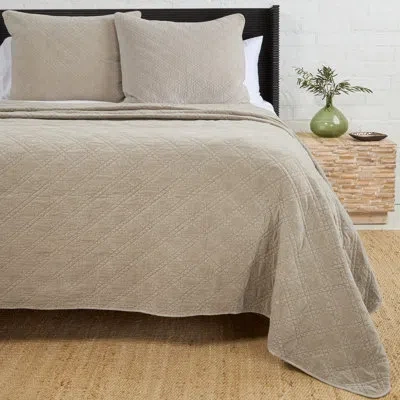 Pom Pom At Home Brussels Velvet Coverlet In Taupe