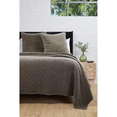 Pom Pom At Home Brussels Velvet Quilted Coverlet, Queen In Brown