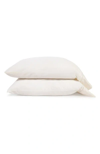 Pom Pom At Home Como Set Of 2 Ladder Stitch Cotton Sateen Pillowcases In White