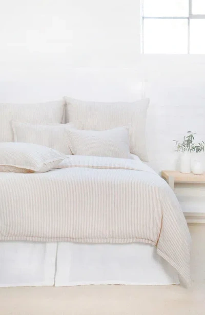 Pom Pom At Home Connor Stripe Linen & Cotton Duvet Cover In Ivory/amber