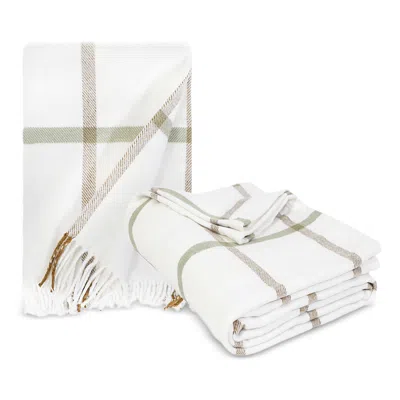 Pom Pom At Home Copenhagen Plaid Bed Blanket, Twin/twin Xl In White