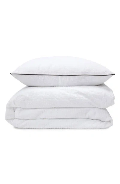 Pom Pom At Home Emily Cotton Seersucker Duvet Cover & Shams Set In White/black
