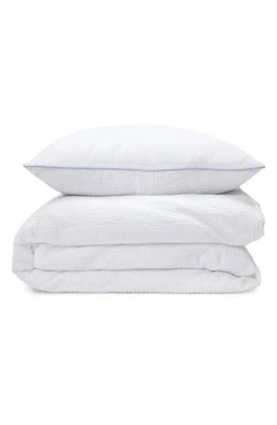Pom Pom At Home Emily Cotton Seersucker Duvet Cover & Shams Set In White/french Blue