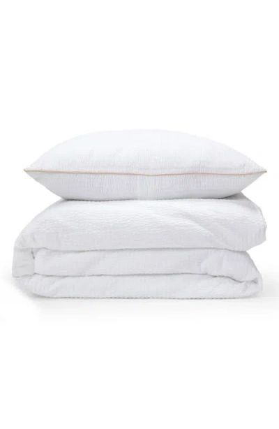 Pom Pom At Home Emily Cotton Seersucker Duvet Cover & Shams Set In White/natural