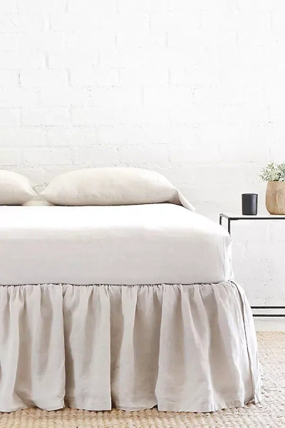 Pom Pom At Home Gathered Linen Bedskirt In Beige