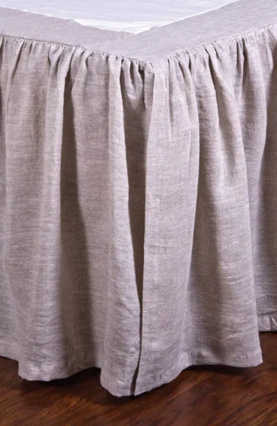 Pom Pom At Home Gathered Linen Bedskirt In Gray