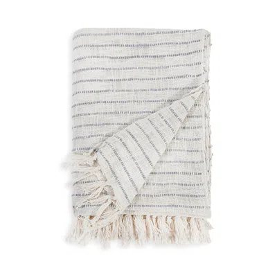 Pom Pom At Home Jojo Handwoven Recycled Cotton Oversized Throw Blanket In Ivory/ Blue Grey