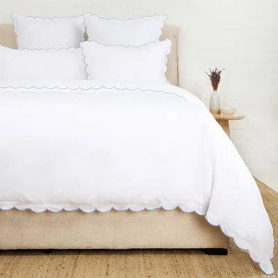 Pom Pom At Home Kelly Duvet Cover, Queen In White/french Blue