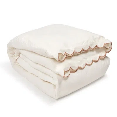 Pom Pom At Home Kelly Linen Duvet In Cream,terra Cotta