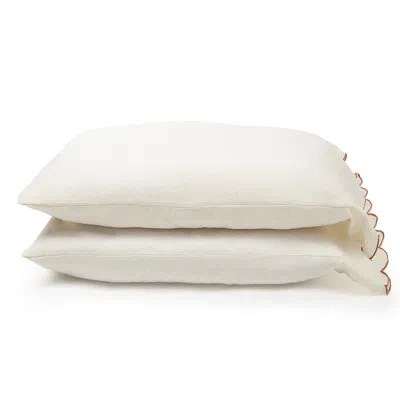 Pom Pom At Home Kelly Linen Pillow Case In Cream,terra Cotta