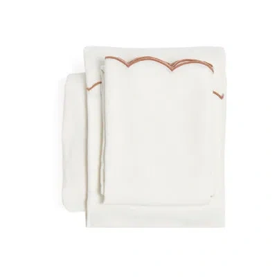 Pom Pom At Home Kelly Linen Sheet Set In Cream,terra Cotta