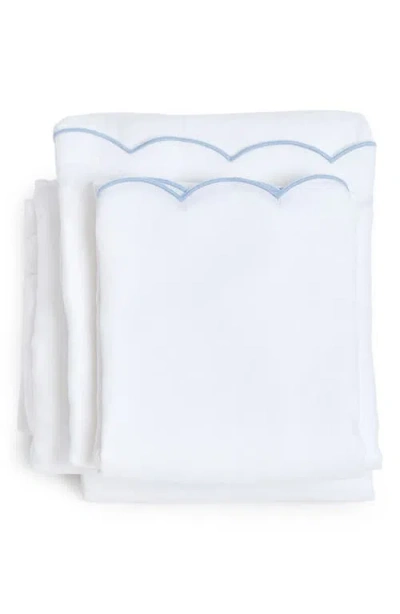 Pom Pom At Home Kelly Linen Sheet Set In White/french Blue
