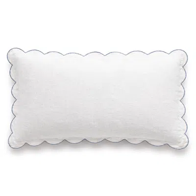 Pom Pom At Home Kelly Scalloped Throw Pillow, 14 X 24 In White/french Blue