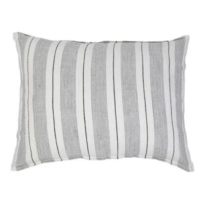 Pom Pom At Home Laguna Big Linen Lumbar Pillow Cover & Insert In Gray,charcoal