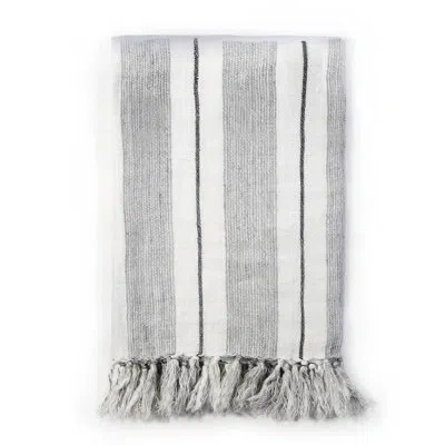 Pom Pom At Home Laguna Linen Blanket In Gray,natural