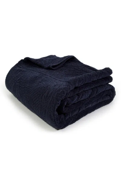 Pom Pom At Home Marseille Velvet Coverlet In Navy