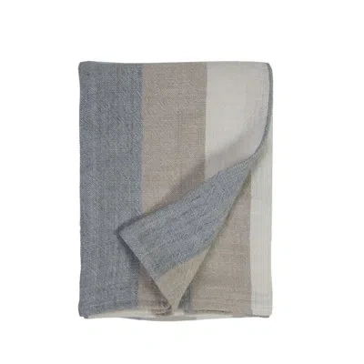 Pom Pom At Home Monterey 100% Linen Blanket In Natural;ocean