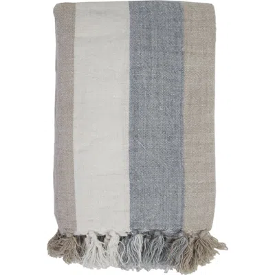 Pom Pom At Home Monterey Oversize Linen Throw Blanket In Ocean/natural
