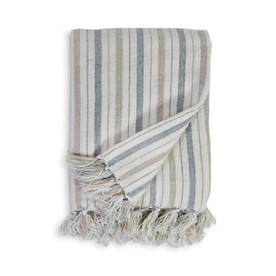 Pom Pom At Home Naples Linen Striped Oversized Throw In Gray