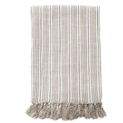 Pom Pom At Home Newport Linen Blanket In Midnight;natural