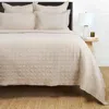 Pom Pom At Home Owen Linen/cotton Quilted Coverlet, Full/queen In Flax