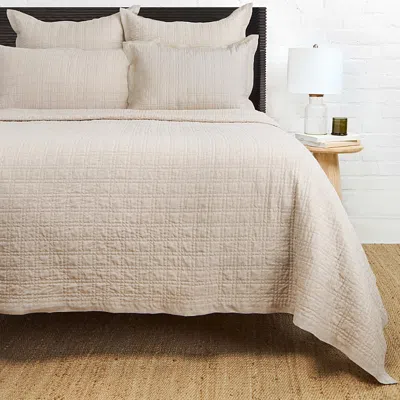 Pom Pom At Home Owen Linen/cotton Quilted Coverlet, Twin In Brown