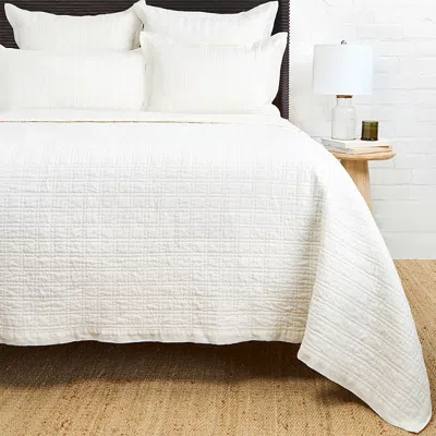 Pom Pom At Home Owen Linen/cotton Quilted Coverlet, Twin In White