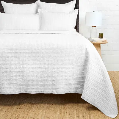 Pom Pom At Home Owen Linen/cotton Quilted Coverlet, Twin In White