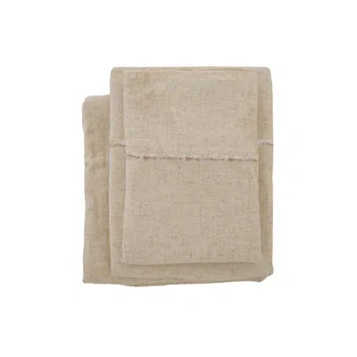Pom Pom At Home Remi - Rayon From Bamboo / Linen Sheet Set - (fitted, Flat, Pair Of St/q Pc) In Natural