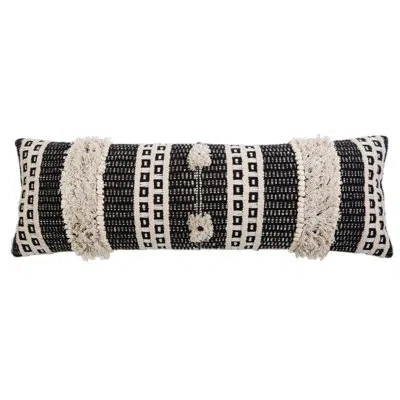Pom Pom At Home Sawyer Handwoven Geometric Feather Pillow Cover & Insert (14" × 40") In Gray;ivory