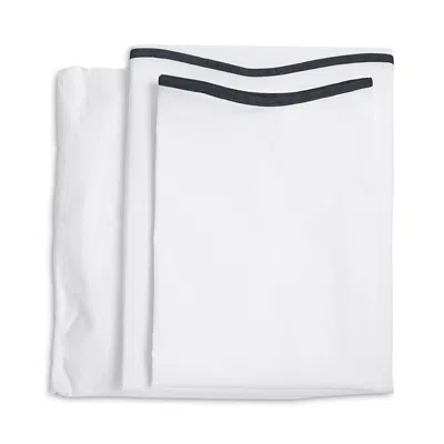 Pom Pom At Home Skylar Cotton Percale Sheet Set, Queen In White/navy