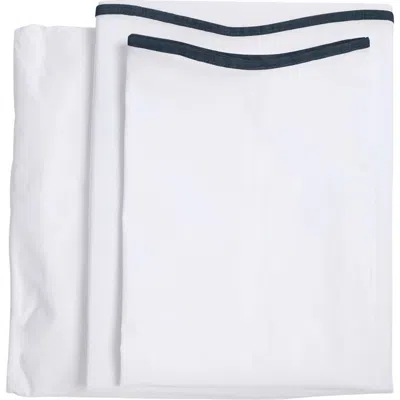 Pom Pom At Home Skylar Cotton Percale Sheet Set In White/navy