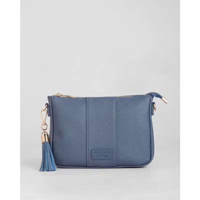 Pom Pom London City Slim Crossbody Bag In Blue