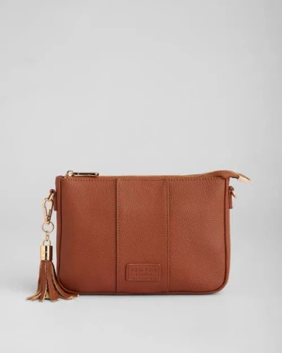 Pom Pom London City Slim Crossbody Bag In Brown