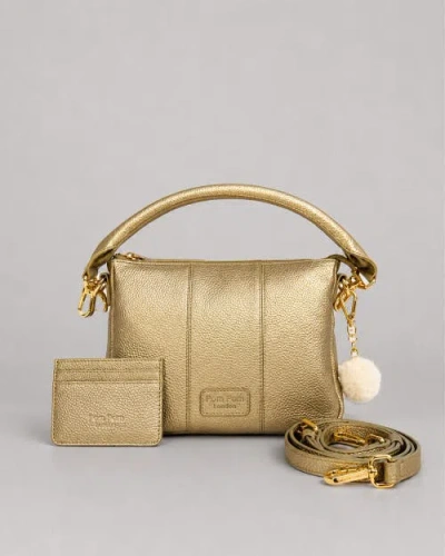 Pom Pom London City Slim Crossbody Bag Bundle In Gold