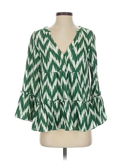 Pre-owned Pomander Place 3/4 Sleeve Blouse In Green