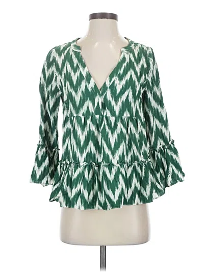 Pre-owned Pomander Place 3/4 Sleeve Blouse In Green
