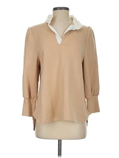Pre-owned Pomander Place 3/4 Sleeve Blouse In Tan
