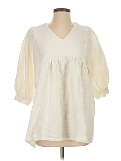 Pre-owned Pomander Place 3/4 Sleeve Blouse In White
