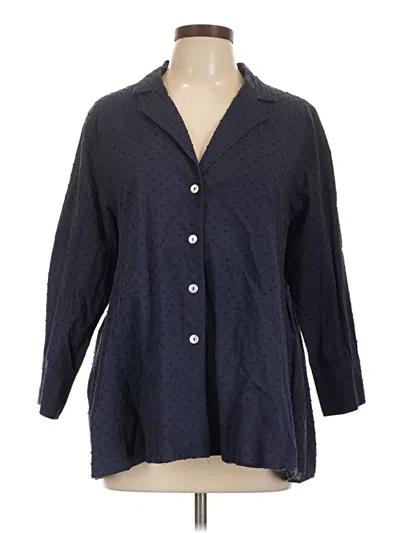 Pre-owned Pomander Place 3/4 Sleeve Button Down Shirt In Blue
