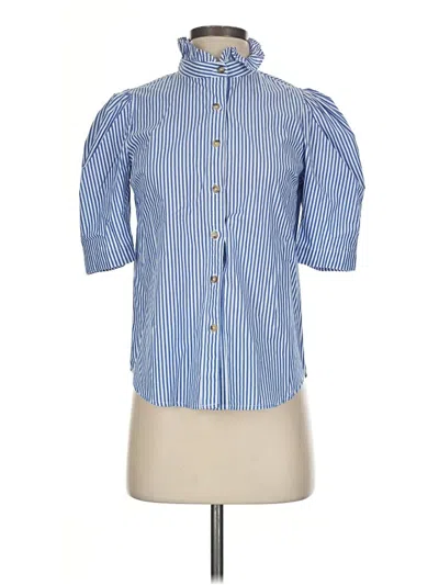 Pre-owned Pomander Place 3/4 Sleeve Button Down Shirt In Blue