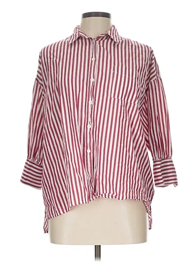 Pre-owned Pomander Place 3/4 Sleeve Button Down Shirt In Red
