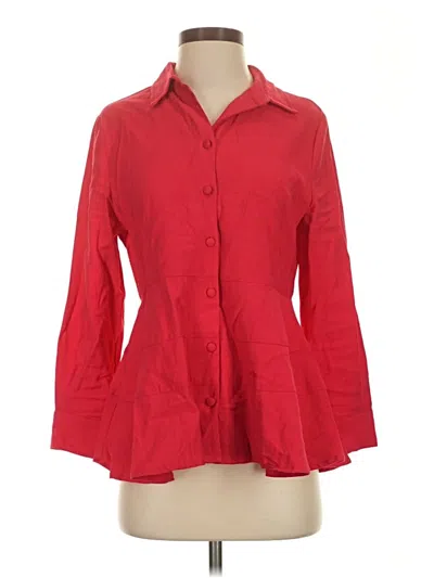 Pre-owned Pomander Place 3/4 Sleeve Button Down Shirt In Red
