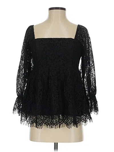 Pre-owned Pomander Place 3/4 Sleeve Top Black Sweetheart Neckline Tops