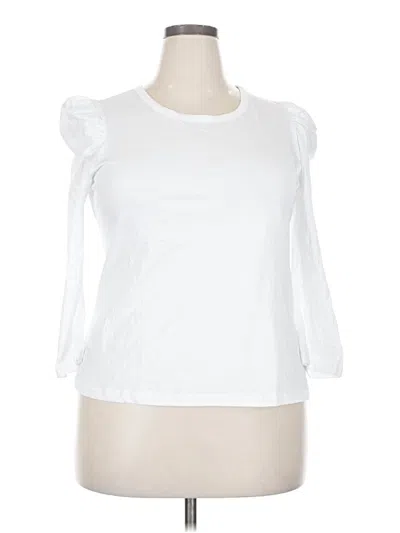 Pre-owned Pomander Place 3/4 Sleeve Top White Sweetheart Neckline Tops