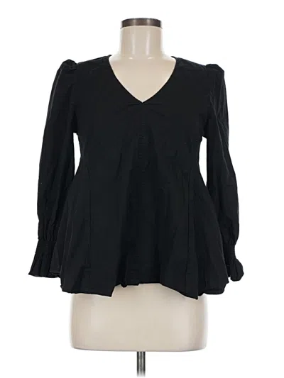 Pre-owned Pomander Place Long Sleeve Blouse In Black