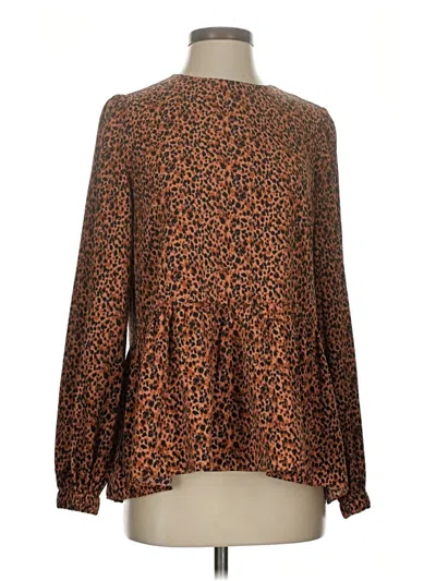 Pre-owned Pomander Place Long Sleeve Blouse In Brown