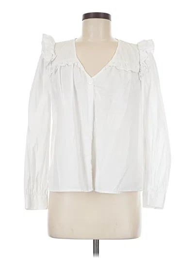 Pre-owned Pomander Place Long Sleeve Blouse In White